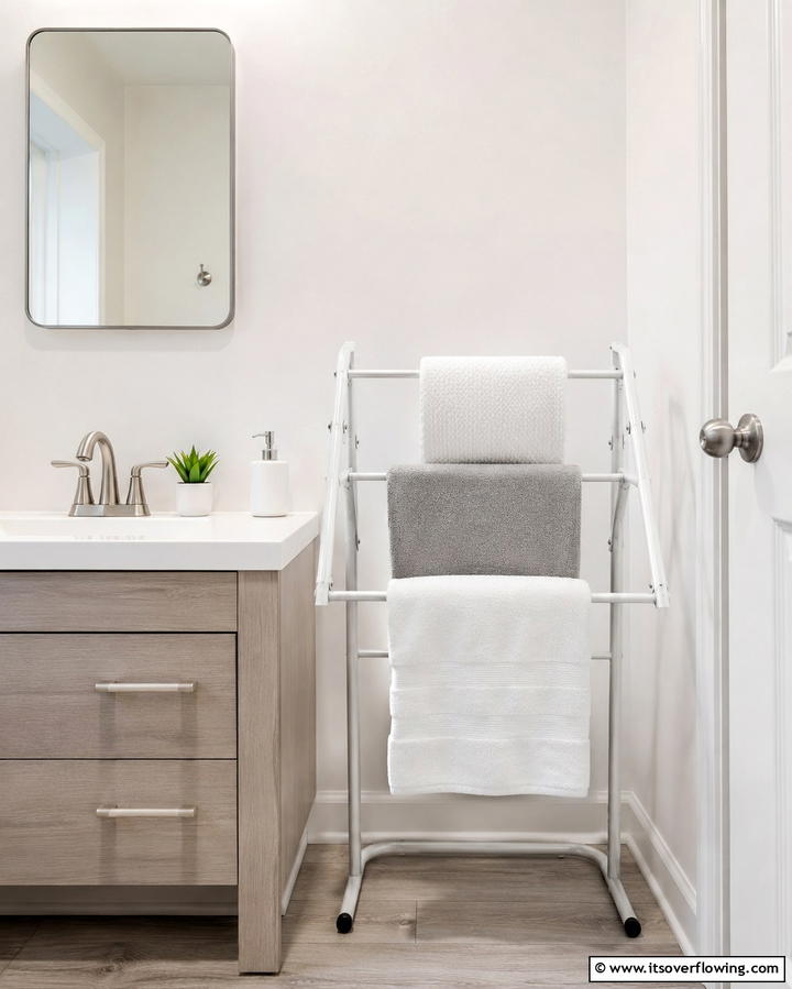 Collapsible Towel Holder - 30 Towel Storage Ideas for Organized and Stylish Bathrooms