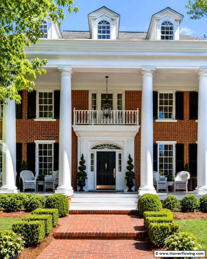 Colonial Style Porch Grandeur - 30 Large Front Porch Ideas to Boost Outdoor Living Spaces