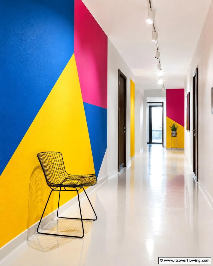 Color Block Creativity for a Vibrant Hallway - 30 Hallway Wallpaper Ideas for a Striking Entryway