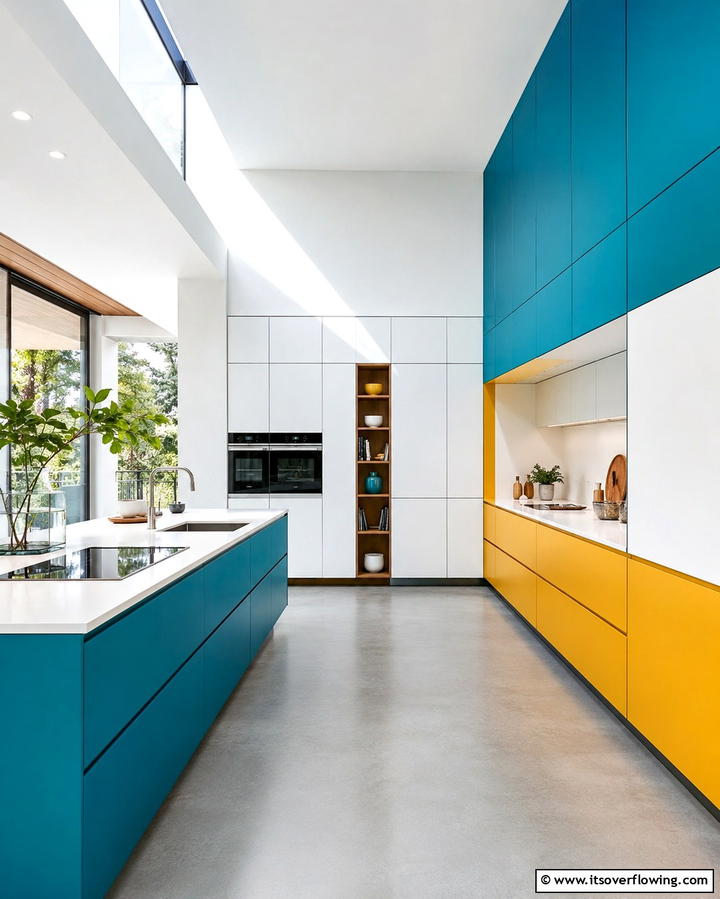 Color Blocked Cabinets for Bold Statements - 25 Painting Kitchen Cabinet Ideas for a Fresh Look