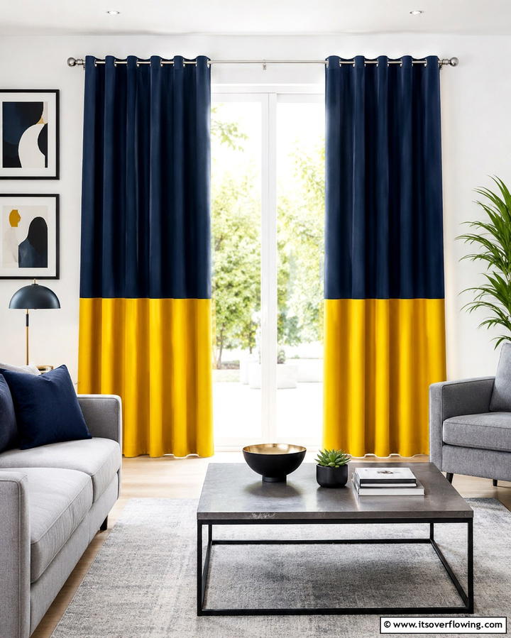 Color Blocked Curtains for a Bold Statement - 25 Sliding Door Curtain Ideas for Privacy and Style