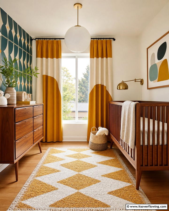 Color Blocked Curtains - 20 Mid-century Modern Nursery Ideas for Stylish Kids