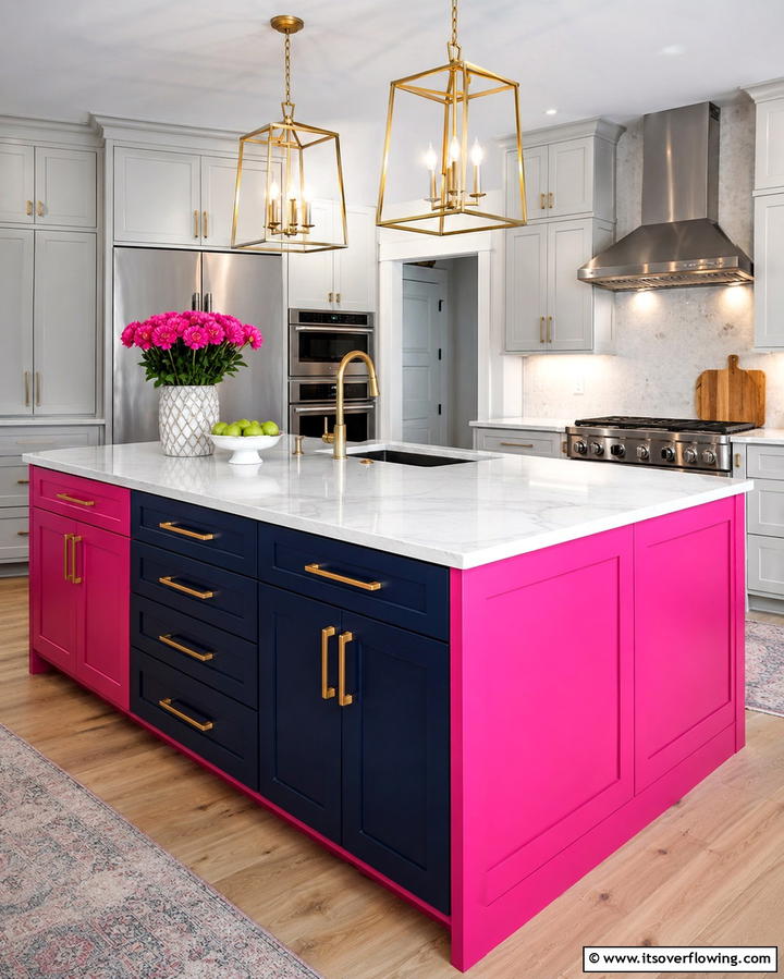 Color Blocked Islands - 25 Maximalist Kitchen Decor Ideas for Bold Spaces