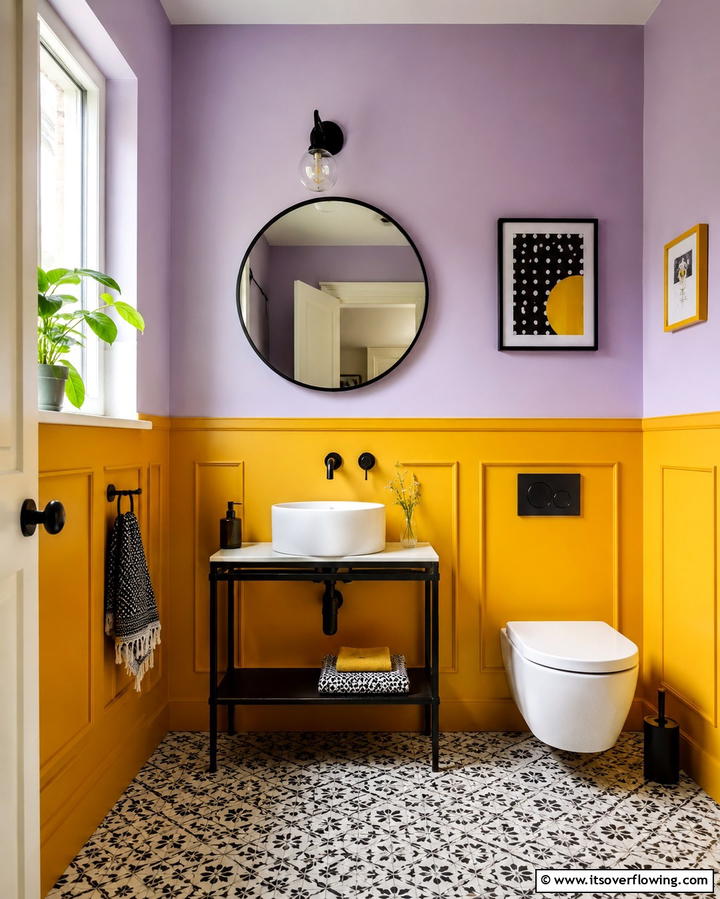 Color Blocked Wainscoting - 25 Powder Room Wainscoting Ideas for a Chic Look
