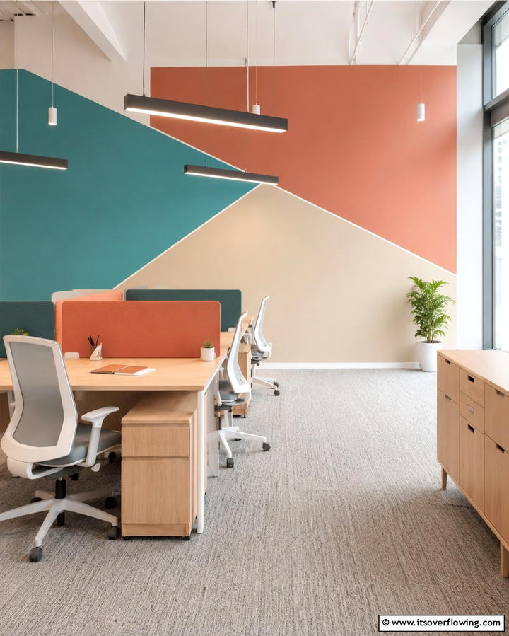 Color Blocking - 25 Creative Office Accent Wall Ideas to Inspire Your Space