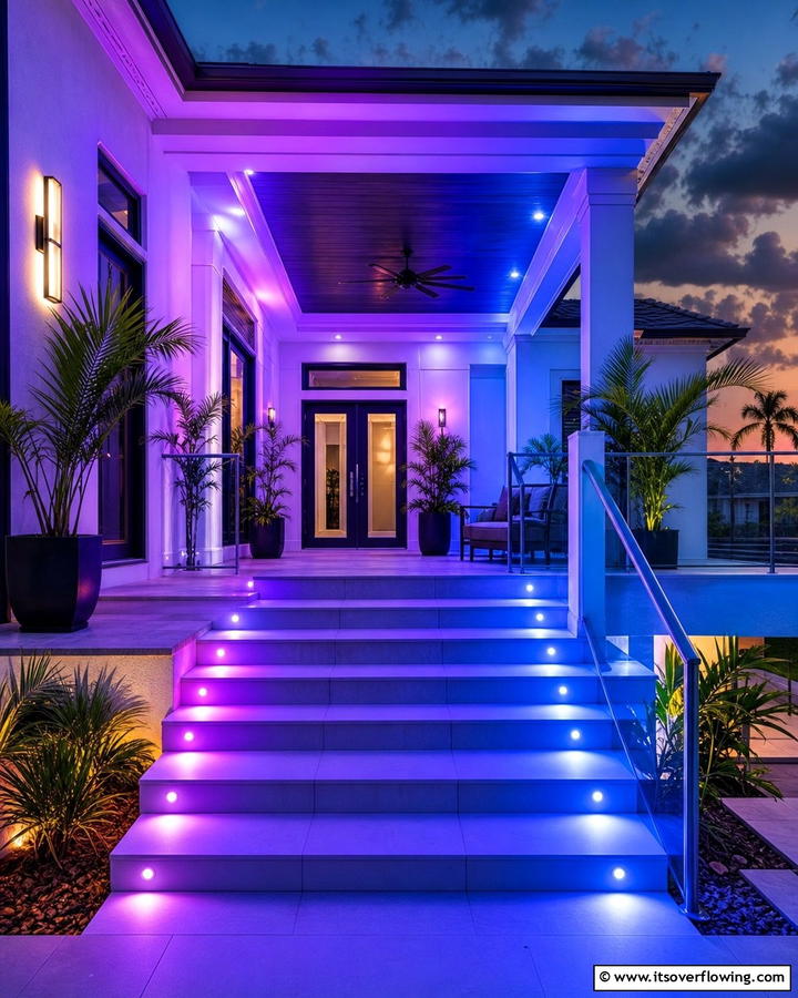 Color Changing Effects - 30 Inviting Front Porch Lighting Ideas for Curb Appeal
