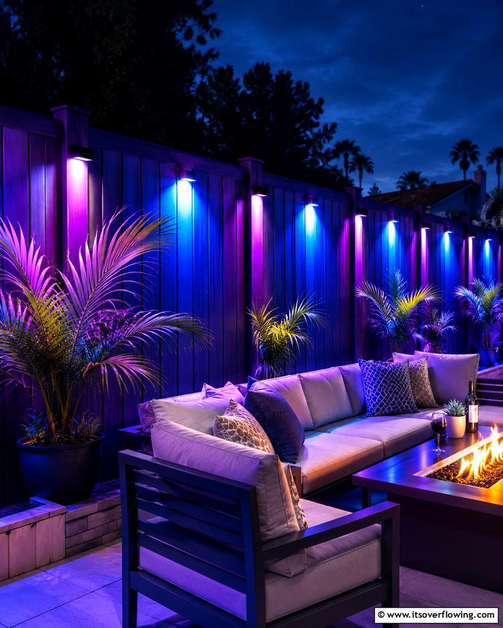 Color Changing Fence Lights - 25 Fence Lighting Ideas to Illuminate Your Outdoor Space