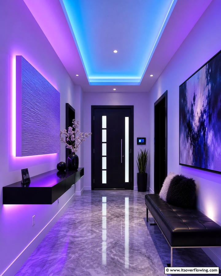Color Changing LED Effects - 21 Entryway Lighting Ideas to Brighten Your Foyer