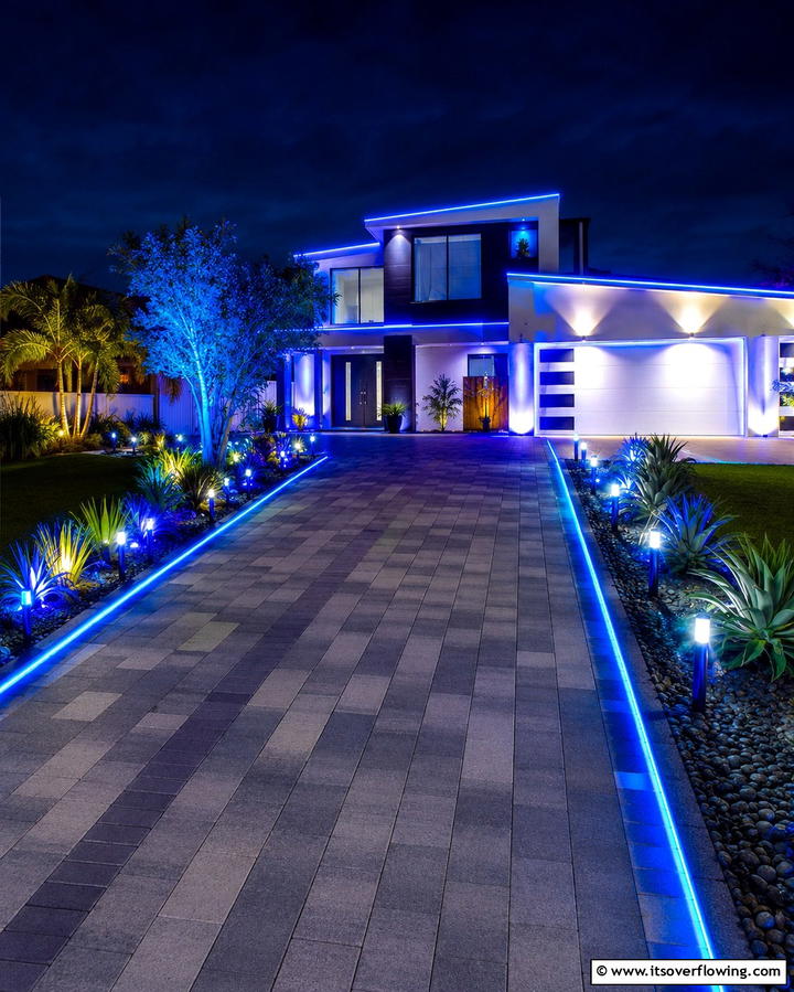 Color Changing LED Lights - 25 Driveway Lighting Ideas to Illuminate Your Home