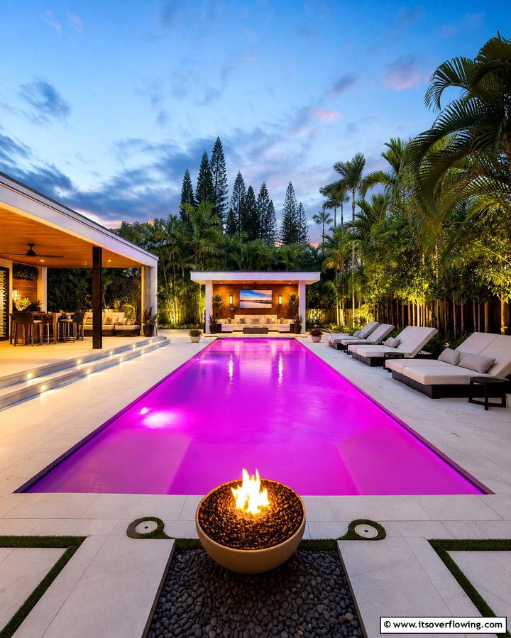 Color Changing LED Lights - 25 Pool Lighting Ideas to Illuminate Your Nighttime Swim