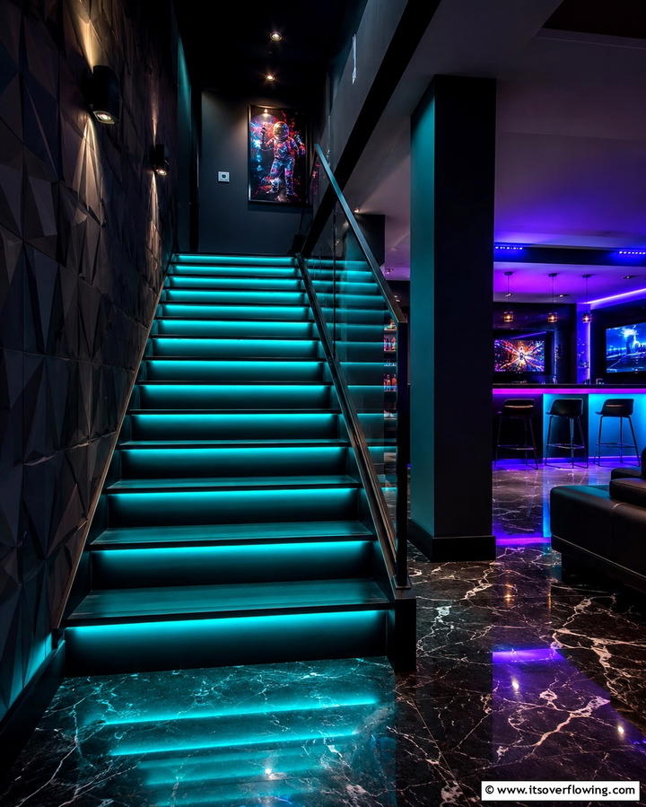 Color Changing LED Lights - 25 Staircase Lighting Ideas to Illuminate Your Home