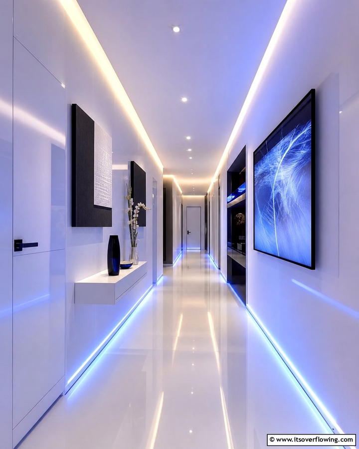 Color Changing LED Lights for Versatility - 20 Narrow Hallway Lighting Ideas to Brighten Your Space