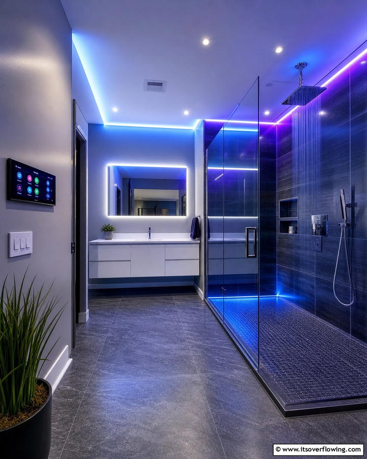 Color Changing LED Lights - 20 Shower Lighting Ideas for a Bright and Inviting Bathroom