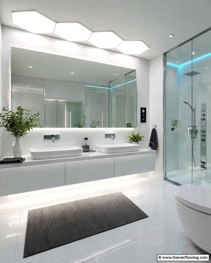 Color Changing LED Panels - 25 Bathroom Lighting Ideas Over Mirror for Perfect Illumination