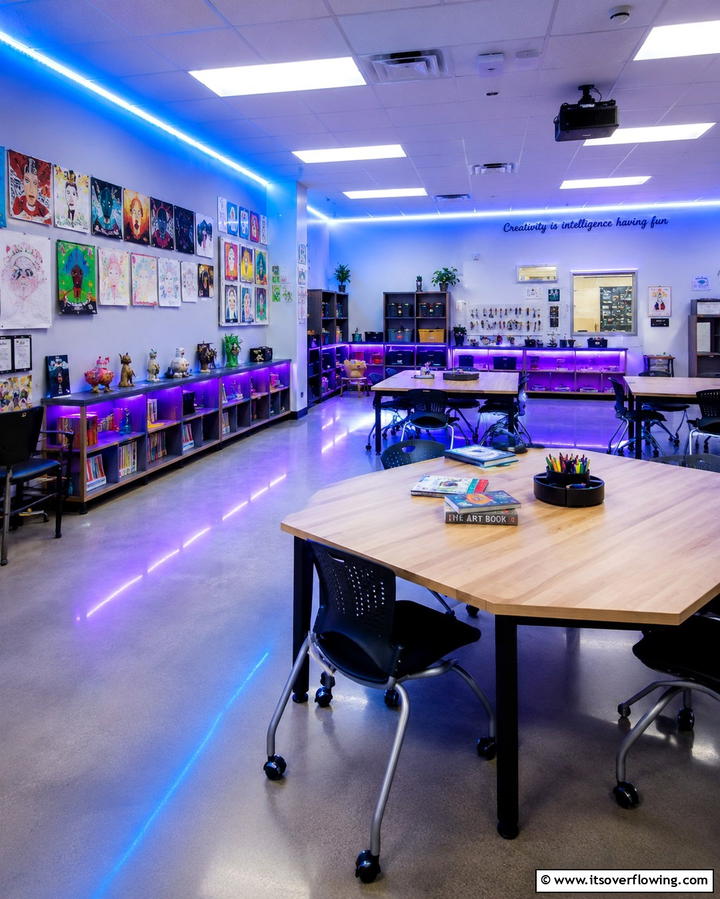 Color Changing LED Strips for Creative Spaces - 25 Classroom Lighting Ideas for Better Learning