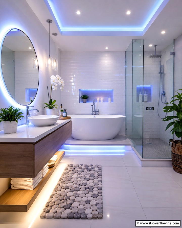 Color Changing Lights for a Spa Like Feel - 25 Bathroom Lighting Ideas to Brighten Your Space