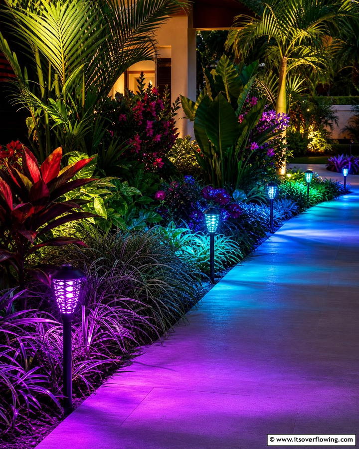 Color Changing Lights - 20 Pathway Lighting Ideas to Illuminate Your Garden