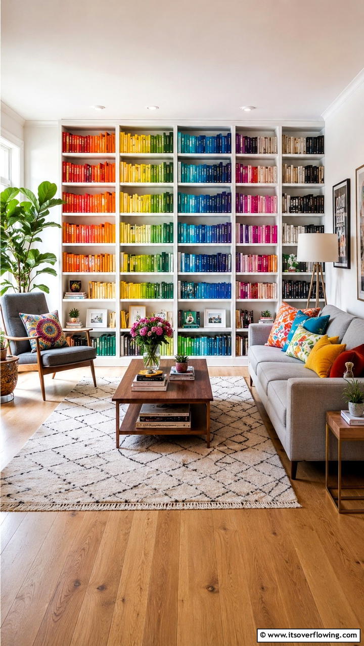 Color Coded Book Organization - 30 Bookshelf Organization Ideas for Stylish Order