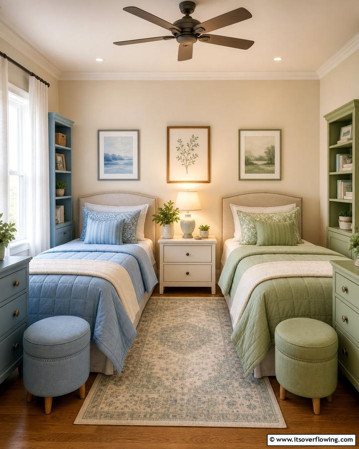 Color Coded Decor - 25 Twin Bedroom Ideas for Shared Spaces