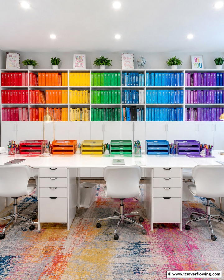 Color Coded Organization - 30 Homeschool Room Ideas- Functional Learning Spaces at Home