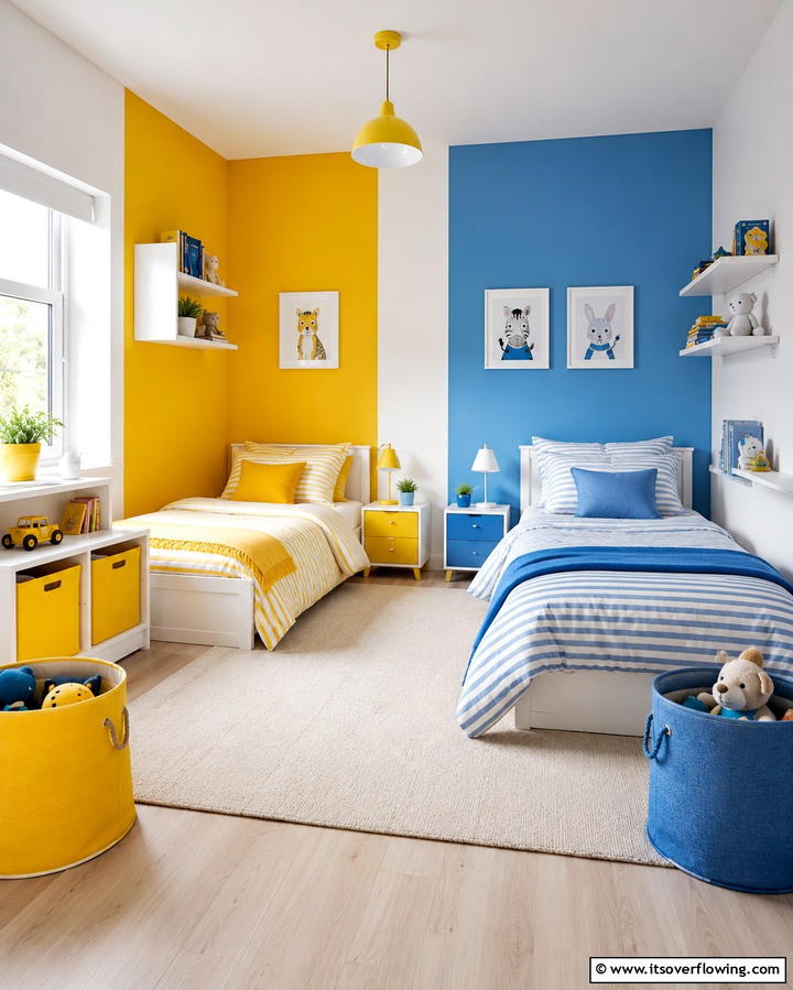 Color Coded Spaces - 25 Shared Bedroom Ideas for Small Rooms to Maximize Space