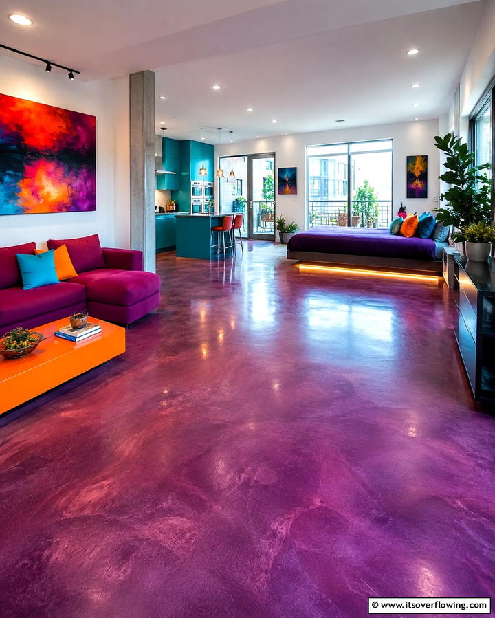 Color Infused Concrete Art - 30 Modern Concrete Floor Ideas for Low-Maintenance Interiors