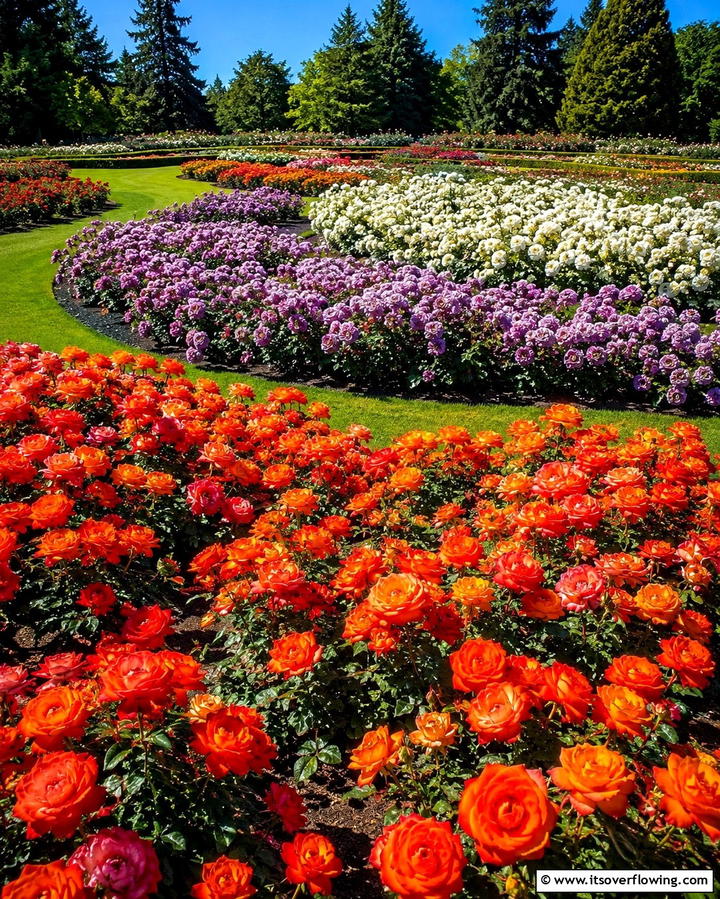 Color Themed Rose Sections - 25 Rose Garden Ideas to Create a Blooming Paradise