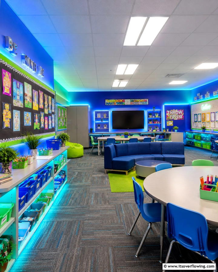 Colored Accent Lighting - 25 Classroom Lighting Ideas for Better Learning