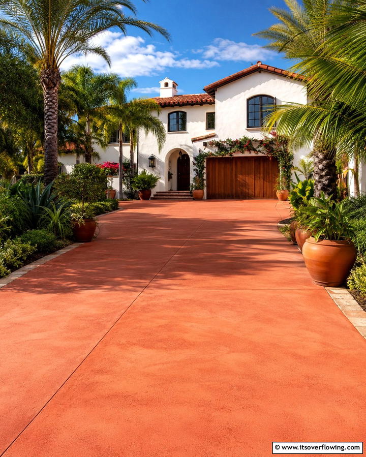 Colored Concrete Driveway - 30 Durable Concrete Driveway Designs to Enhance Curb Appeal
