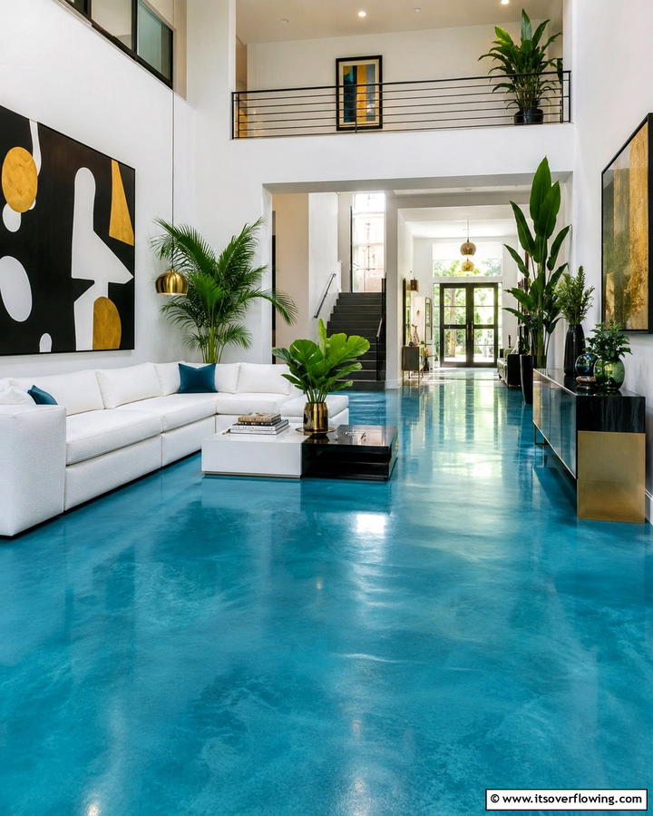 Colored Concrete for a Bold Statement - 25 Concrete Floor Living Room Ideas for a Modern and Chic Look