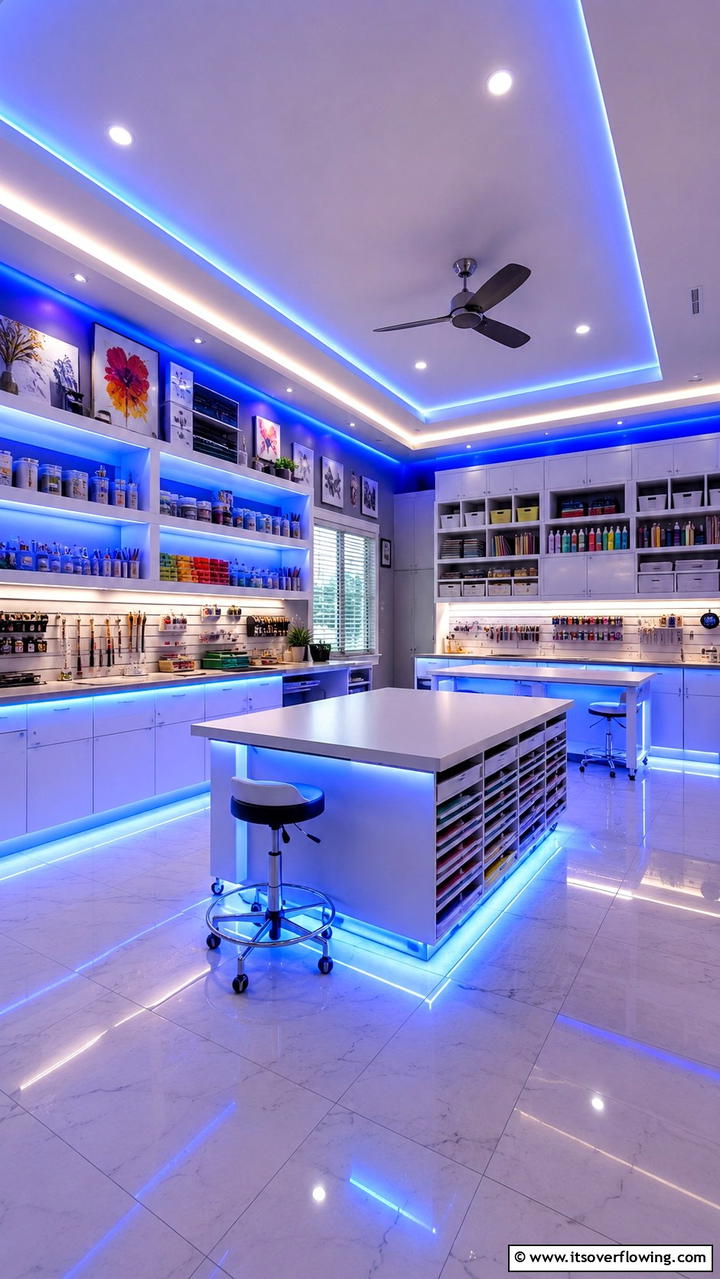Colored LED Accent Lighting - 30 Garage Lighting Ideas for Bright, Functional Spaces