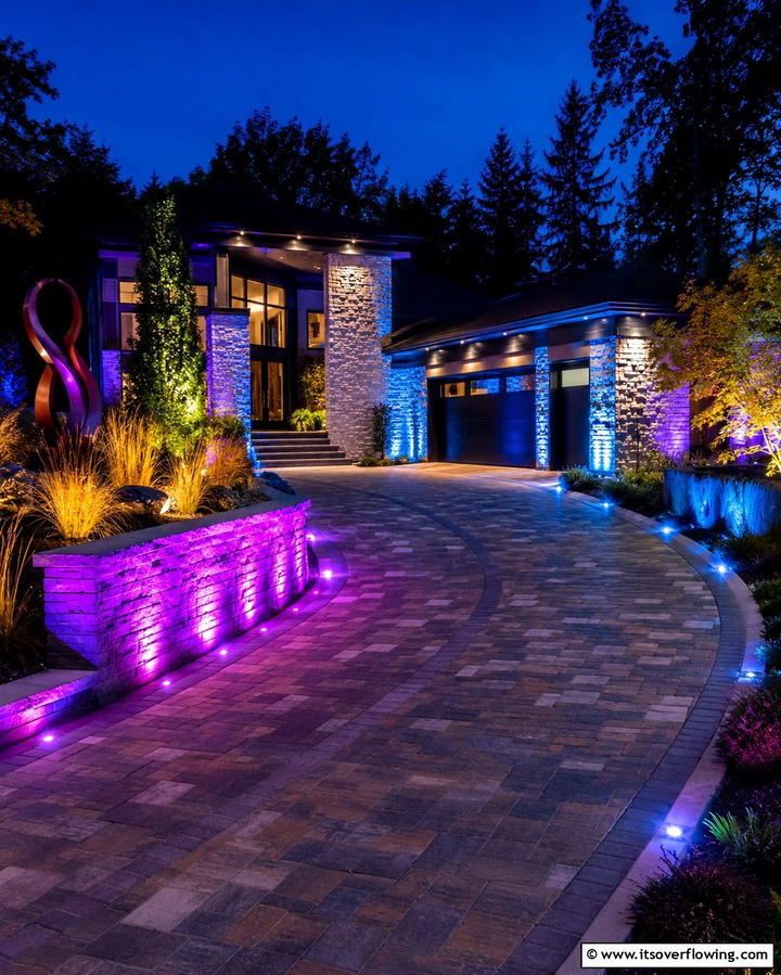 Colored Lighting Effects - 25 Driveway Lighting Ideas to Illuminate Your Home