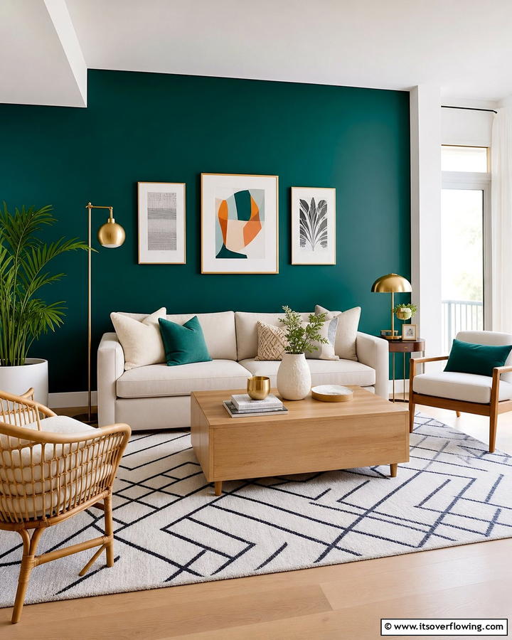 Colorful Accent Walls - 21 Cozy Living Room Ideas for Warm & Inviting Spaces