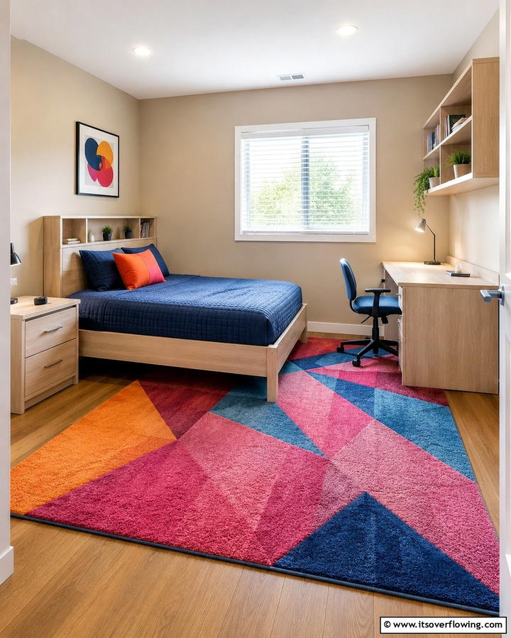 Colorful Area Carpets - 30 Vibrant Boho Teen Bedroom Ideas for Creative Self-Expression