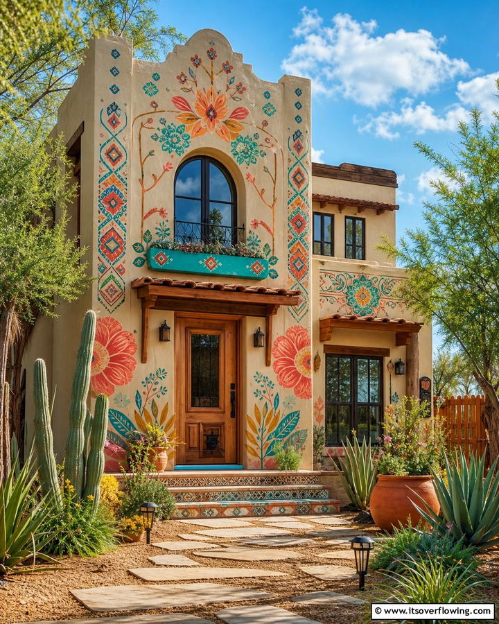 Colorful Boho Patterns on Facades - 25 Boho House Exterior Ideas for a Unique and Colorful Look