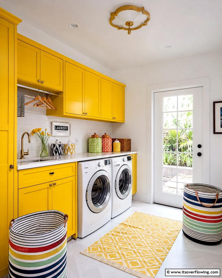 Colorful Cabinets for a Vibrant Look - 25 Laundry Room Cabinet Ideas for Organization