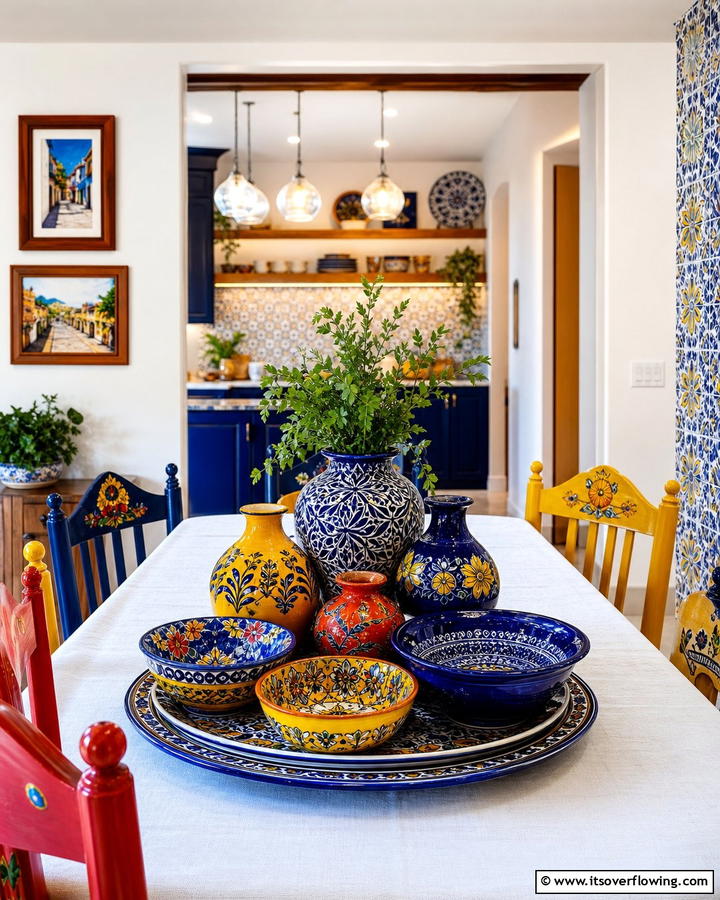 Colorful Ceramic Art - 21 Dining Table Centerpiece Ideas for Every Season