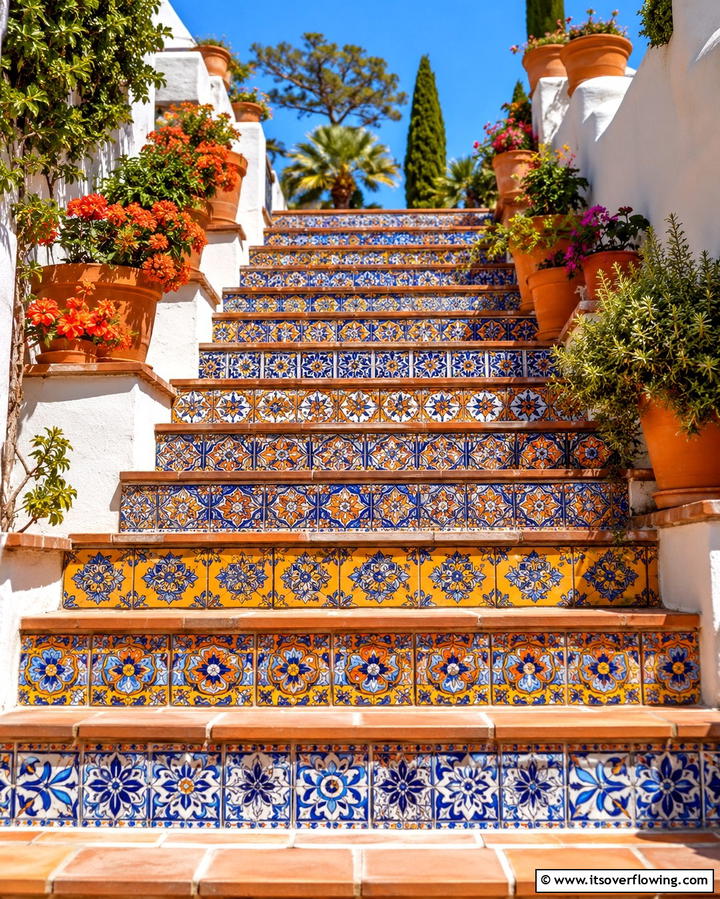 Colorful Ceramic Tiles - 25 Spanish Style Home Exterior Ideas for Curb Appeal