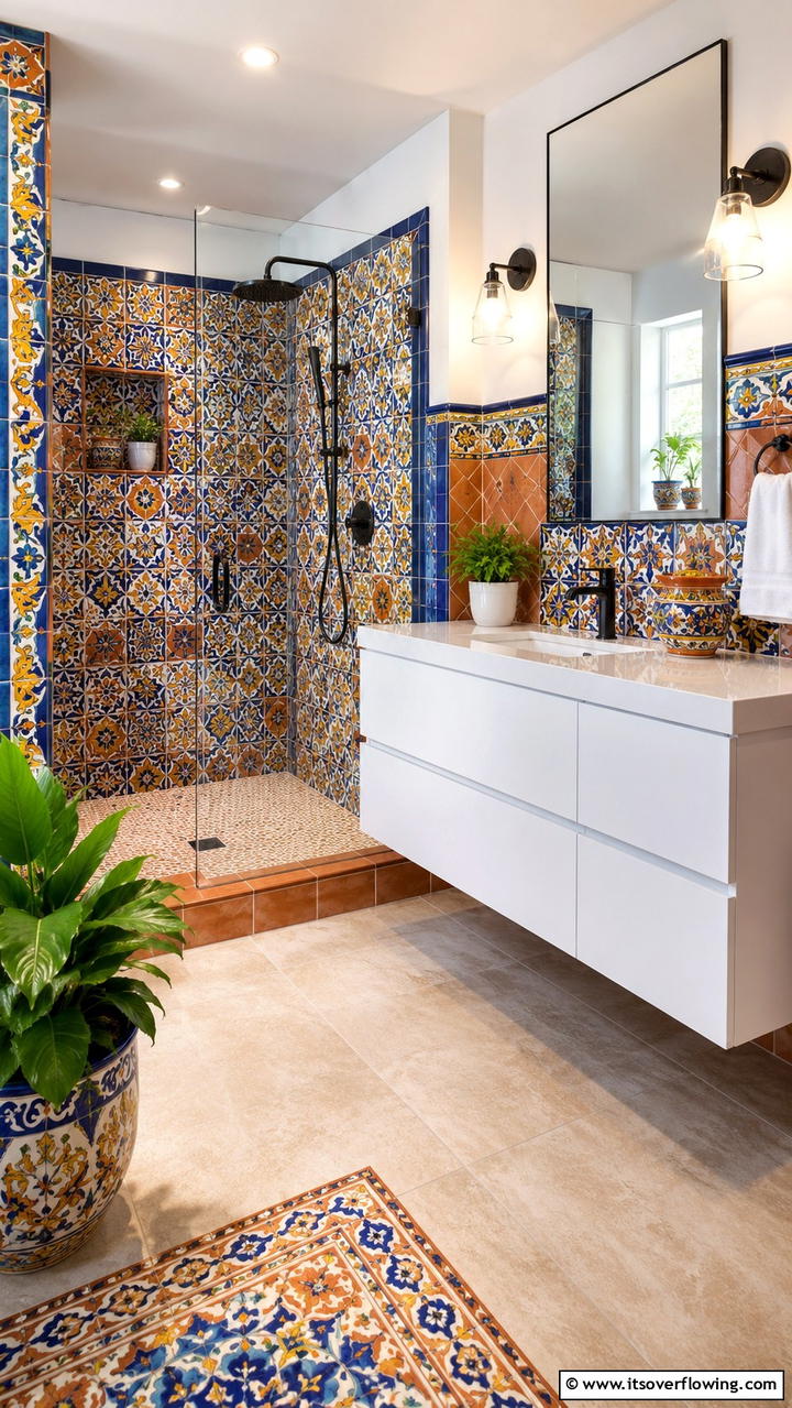 Colorful Ceramic Tiles - 30 Bathroom Tile Ideas to Refresh Your Space with Style