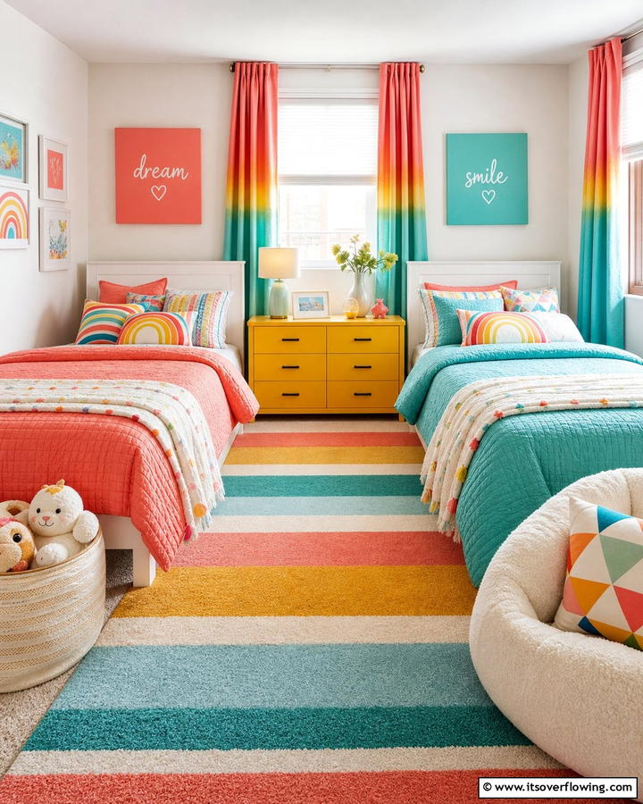 Colorful Coordinated Themes - 21 Shared Kids Room Design Ideas for Siblings