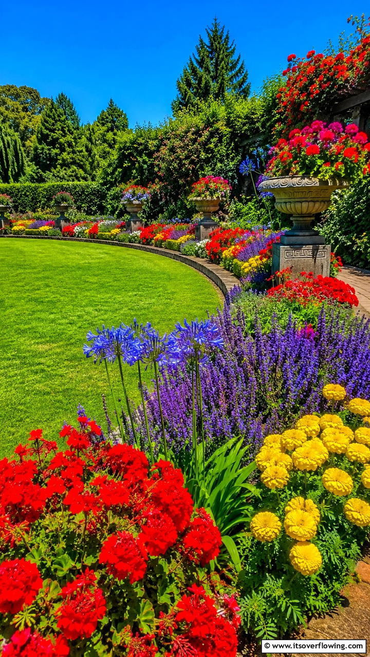 Colorful Flower Borders - 30 Greek Garden Ideas- Mediterranean-Inspired Landscaping