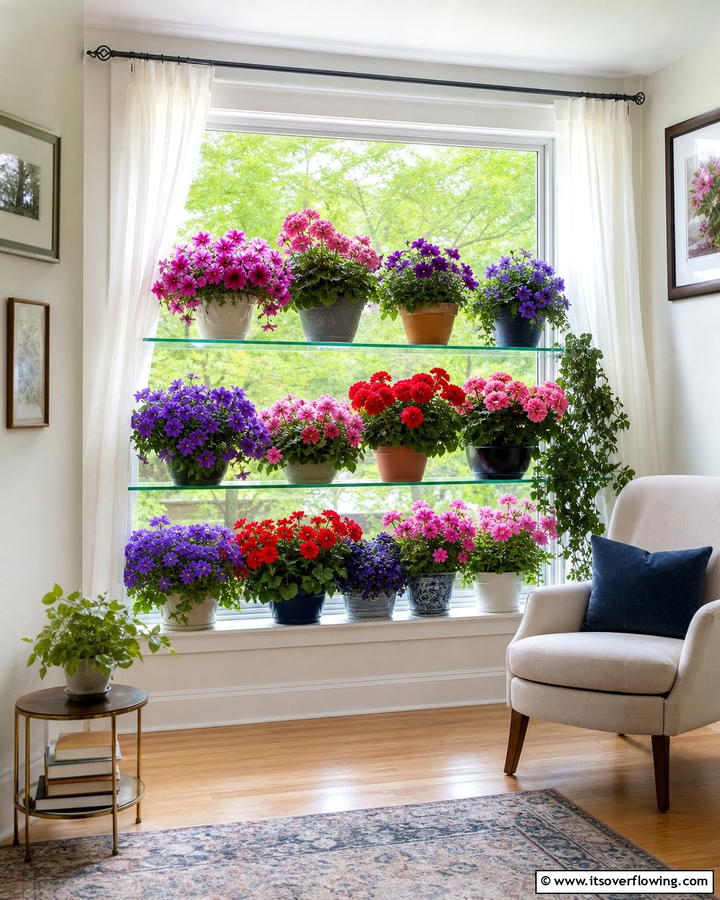 Colorful Flower Display - 20 Garden Window Ideas to Brighten Your Indoor Space