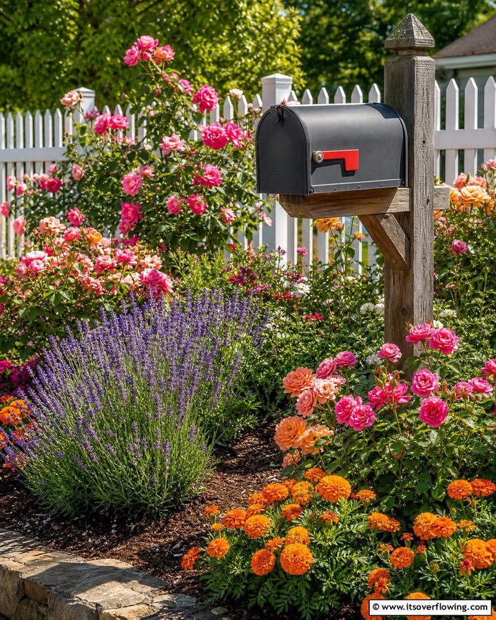 Colorful Flower Garden - 30 Creative Mailbox Landscaping Ideas for Curb Appeal
