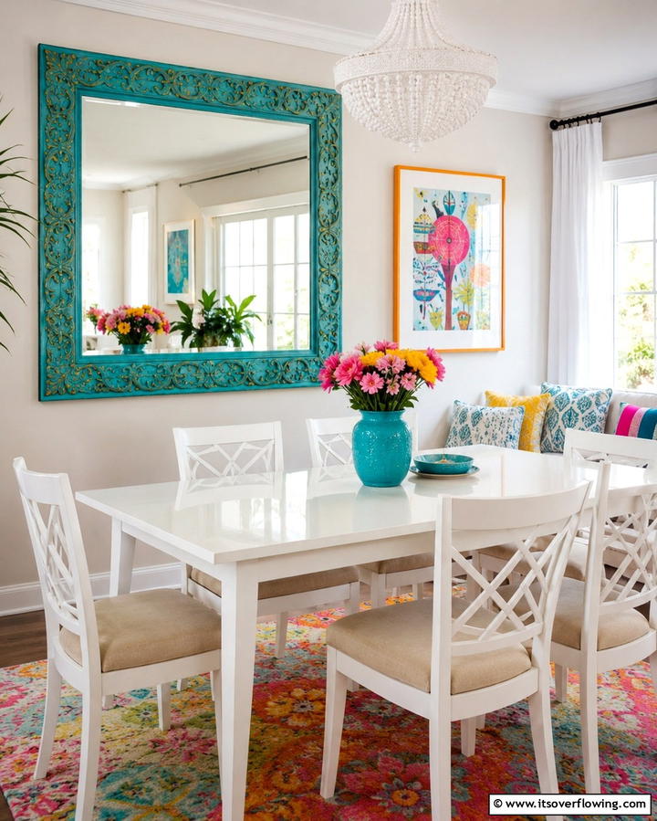Colorful Frames - 30 Stunning Dining Room Mirror Ideas for Elegance