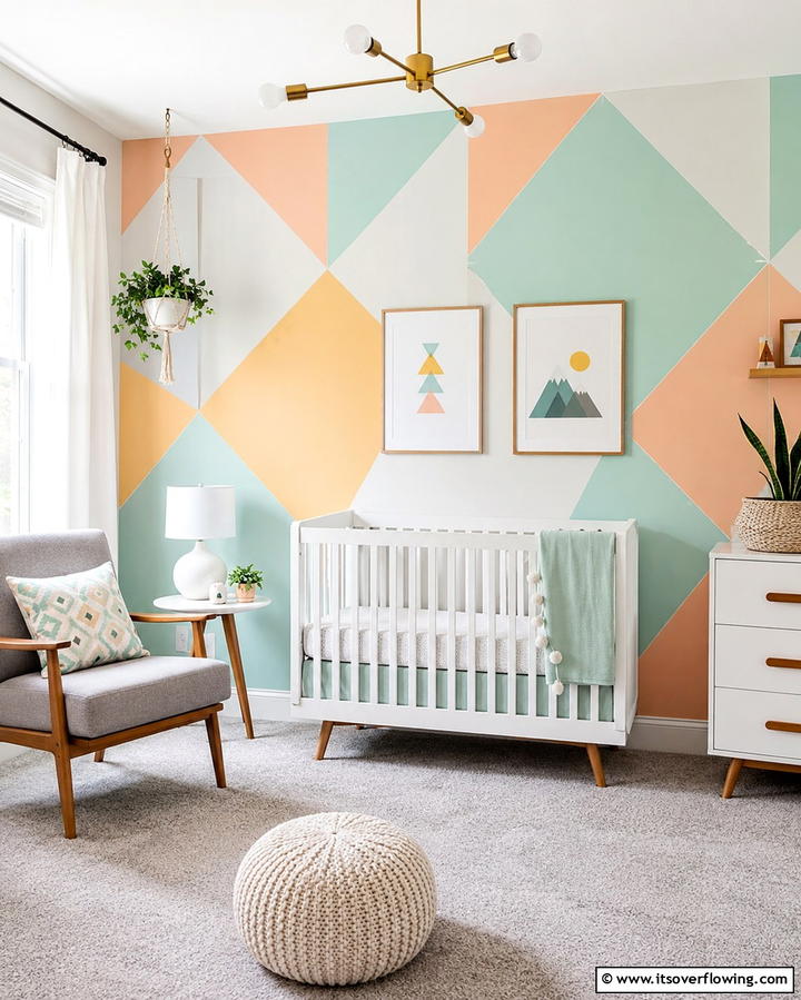 Colorful Geometric Patterns - 25 Nursery Wall Decor Ideas to Create a Cozy and Cute Space