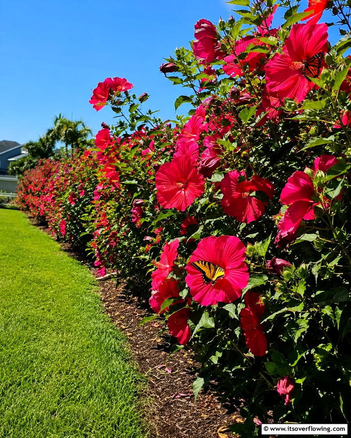 Colorful Hibiscus Hedges - 25 Tropical Landscape Ideas for Your Outdoor Paradise