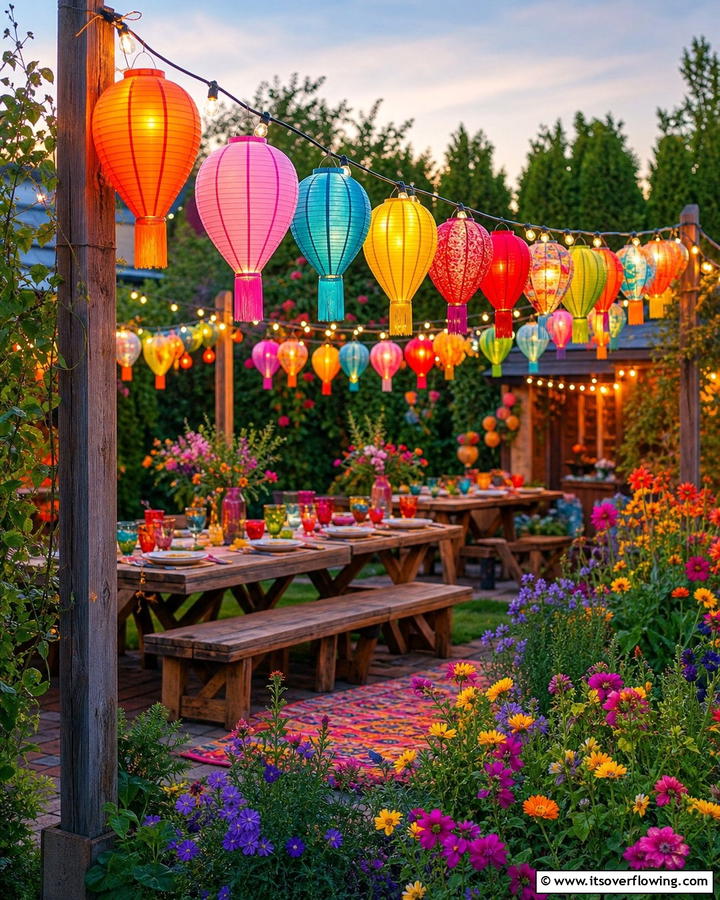 Colorful Lantern String Lights - 30 Lantern Decor Ideas for Indoor and Outdoor Spaces