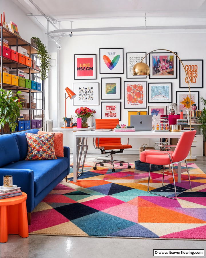 Colorful Loft Office - 20 Loft Office Ideas for a Productive Workspace