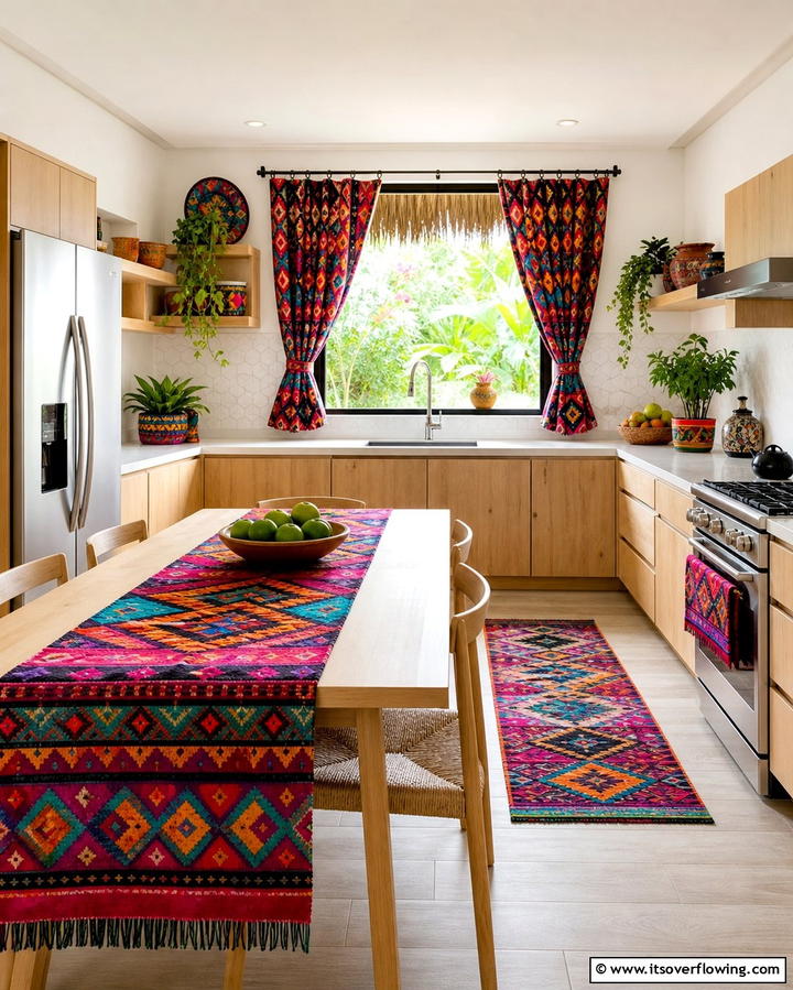Colorful Mexican Textiles - 25 Mexican Kitchen Ideas for a Vibrant and Authentic Space