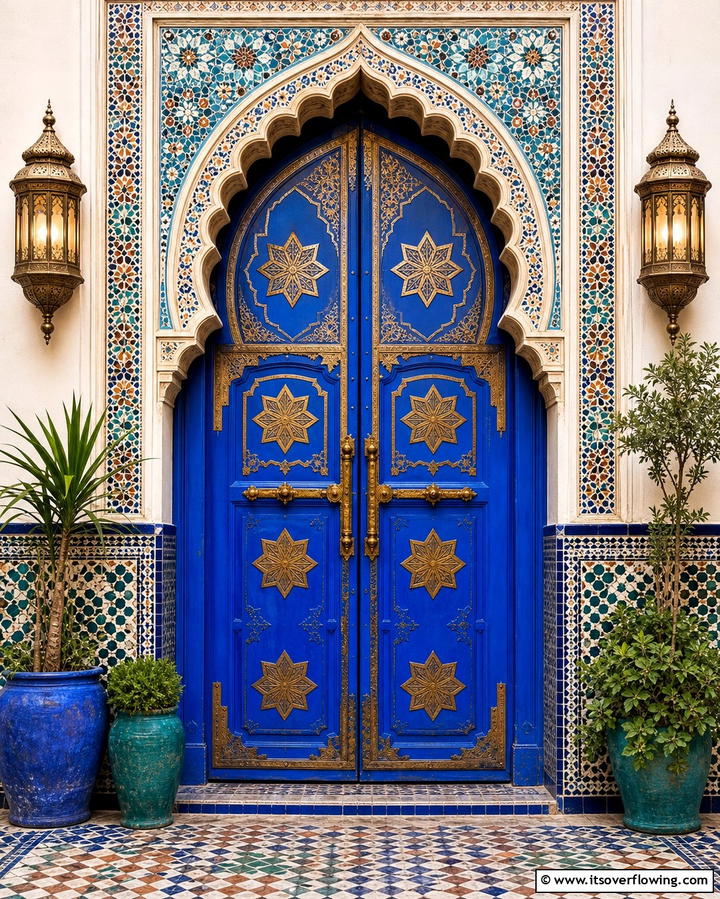 Colorful Moroccan Inspired Doors - 25 Mediterranean Front Door Ideas for a Warm Welcome